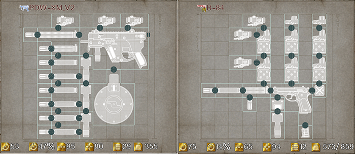 Weapon attachment layouts shown on the official game website